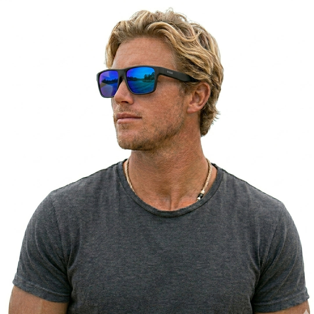 SNOW - Matte Black frame / Revo Blue lens